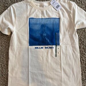 Billie Eilish Cream Short Sleeve Graphic Tee with Blue Print